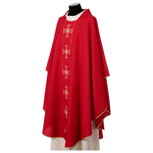 Priest chasuble with silver and golden crosses, 100% polyester 7