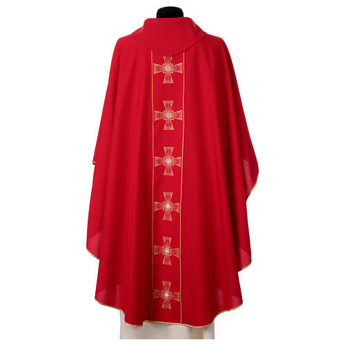 Priest chasuble with silver and golden crosses, 100% polyester 8