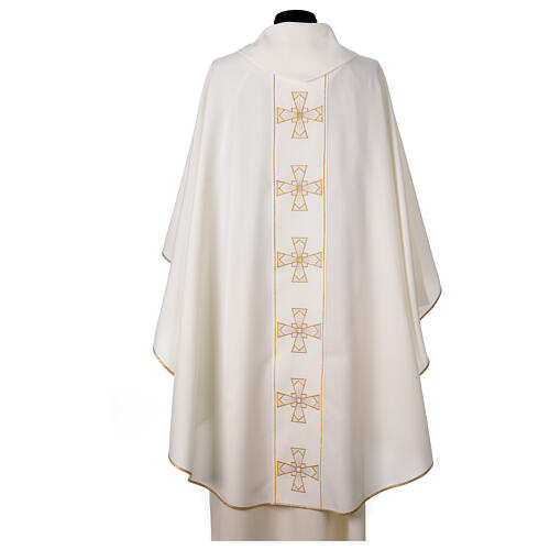 Priest chasuble with silver and golden crosses, 100% polyester 9