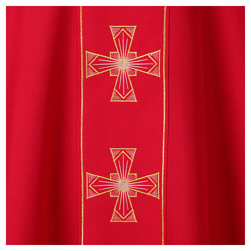 Casula sacerdotale 100% poliestere croce oro argento 2
