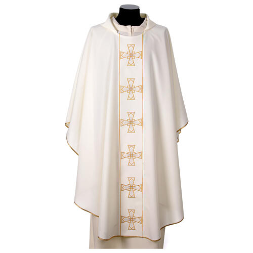 Casula sacerdotale 100% poliestere croce oro argento 3