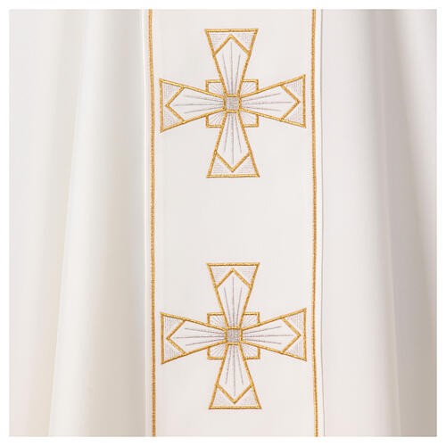 Casula sacerdotale 100% poliestere croce oro argento 4