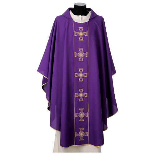 Casula sacerdotale 100% poliestere croce oro argento 5