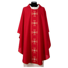 Priest chasuble 100% polyester gold silver cross
