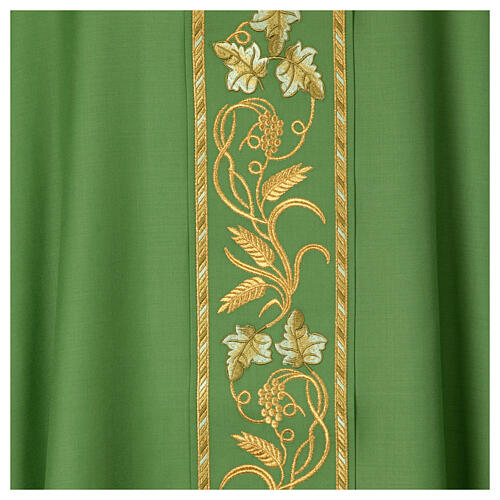 Priest chasuble with decorated band, IHS grapes and wheat, 100% pure wool 10