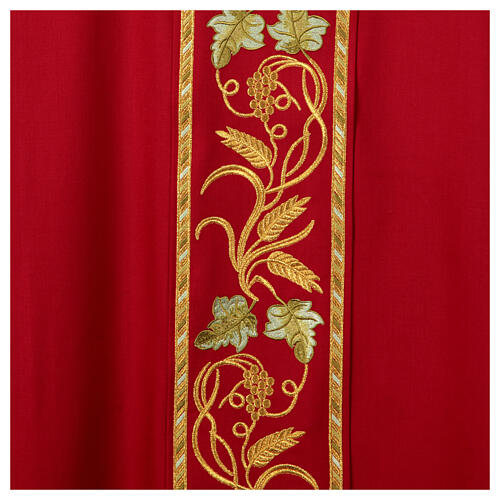 Priest chasuble with decorated band, IHS grapes and wheat, 100% pure wool 11
