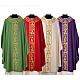 Priest chasuble with decorated band, IHS grapes and wheat, 100% pure wool s1