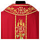 Priest chasuble with decorated band, IHS grapes and wheat, 100% pure wool s15
