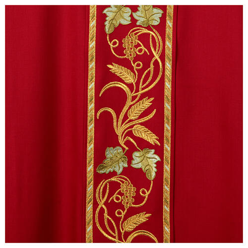 Casula 100% pura lana fascione decorato IHS uva e spighe 11
