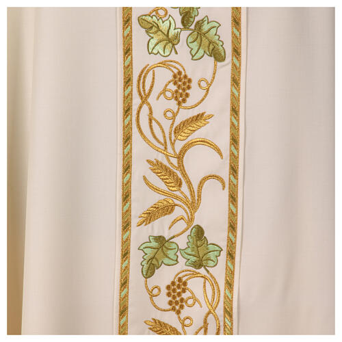 Casula 100% pura lana fascione decorato IHS uva e spighe 12