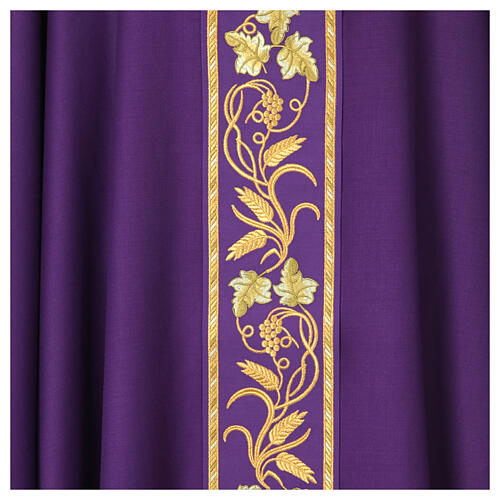 Casula 100% pura lana fascione decorato IHS uva e spighe 13