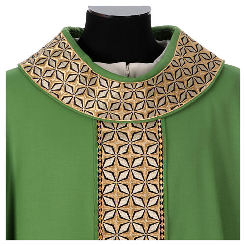 Priest chasuble, 100% pure wool, 4 colours, starry orphrey 2