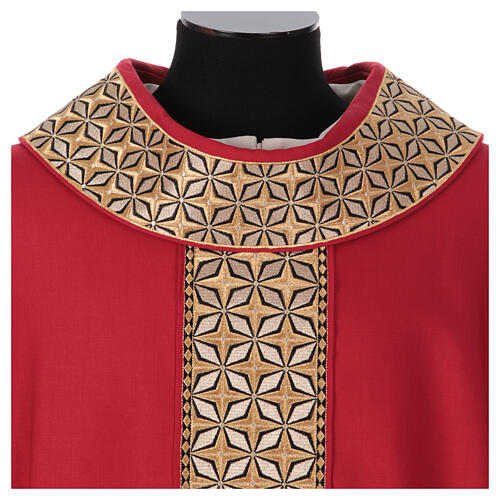 Priest chasuble, 100% pure wool, 4 colours, starry orphrey 4