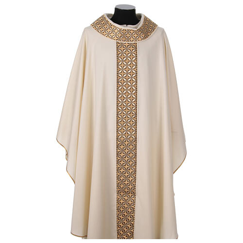 Priest chasuble, 100% pure wool, 4 colours, starry orphrey 7