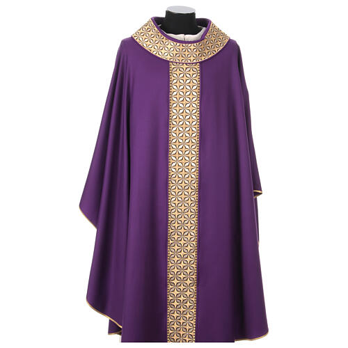 Priest chasuble, 100% pure wool, 4 colours, starry orphrey 9