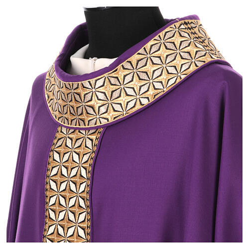 Priest chasuble, 100% pure wool, 4 colours, starry orphrey 11