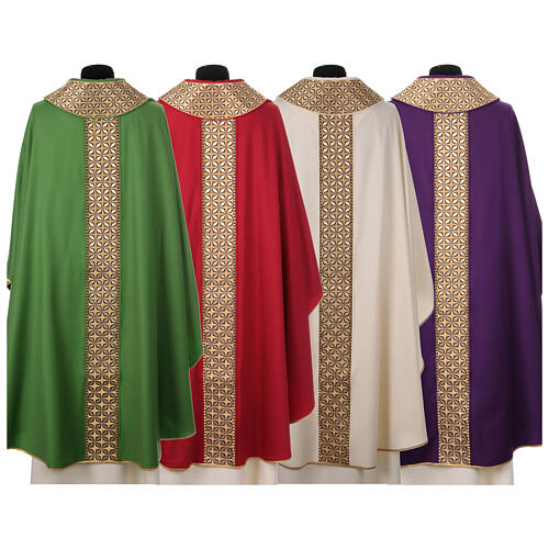Priest chasuble, 100% pure wool, 4 colours, starry orphrey 13
