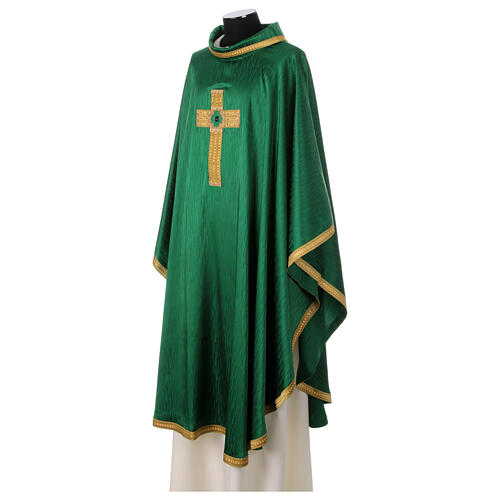 Casulla cuatro colores cruz bordada oro con piedras Gamma 2