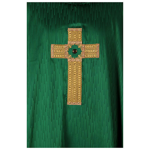 Casulla cuatro colores cruz bordada oro con piedras Gamma 3