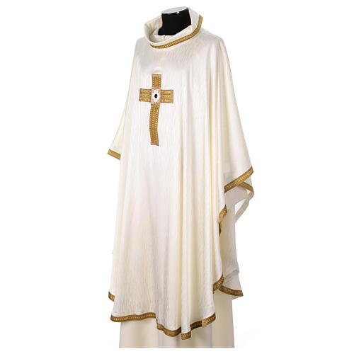 Casulla cuatro colores cruz bordada oro con piedras Gamma 6