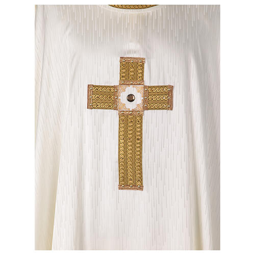 Casulla cuatro colores cruz bordada oro con piedras Gamma 7