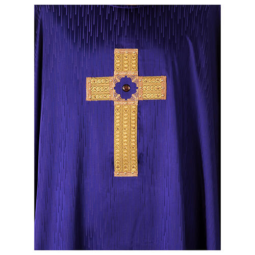 Casulla cuatro colores cruz bordada oro con piedras Gamma 9