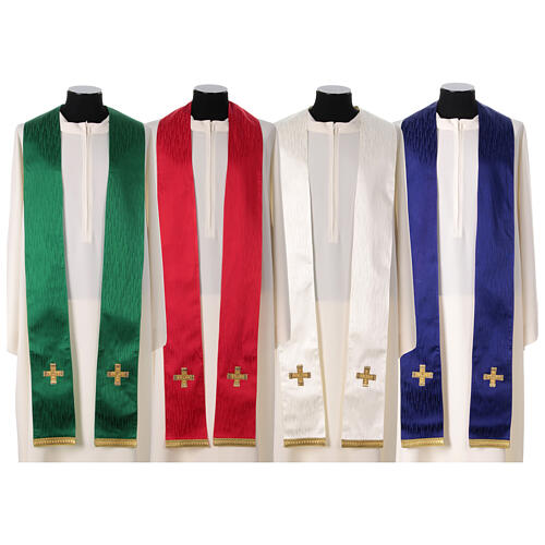 Casulla cuatro colores cruz bordada oro con piedras Gamma 12