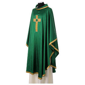 Chasuble with gold embroidered cross and Gamma stones four colors
