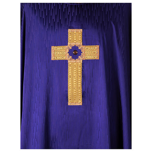 Chasuble with gold embroidered cross and Gamma stones four colors 9