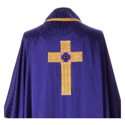 Chasuble with gold embroidered cross and Gamma stones four colors 10