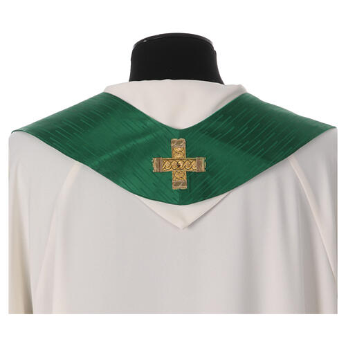 Chasuble with gold embroidered cross and Gamma stones four colors 13