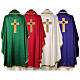 Chasuble with gold embroidered cross and Gamma stones four colors s11