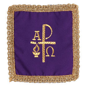 PAX chalice pall with gold flame embroidery, non-rigid, 4 colors