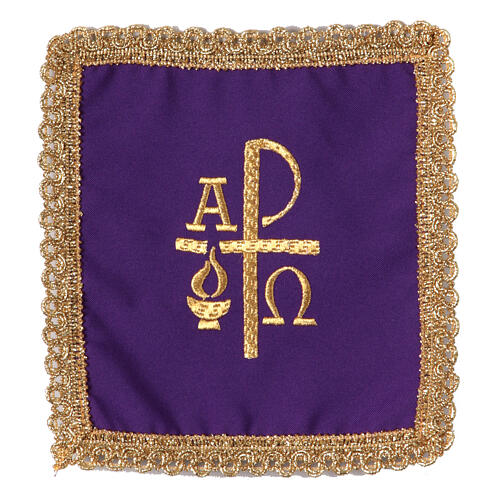 PAX chalice pall with gold flame embroidery, non-rigid, 4 colors 1