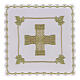 White cotton blend Mass linens in Primis with embroidered gold cross s1