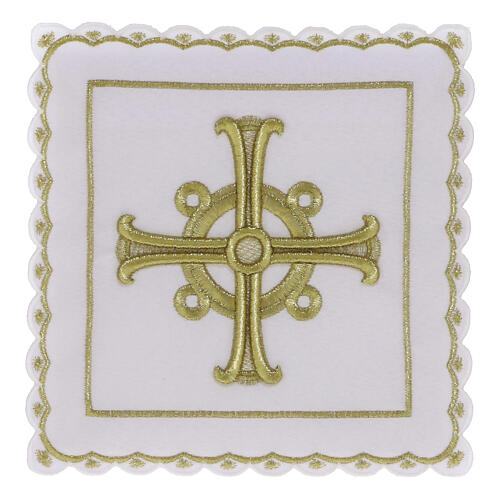 Conjunto de altar In Primis com bordado dourado cruz grega mistura de algodão 1