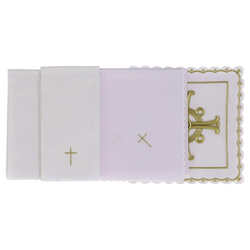 Conjunto de altar In Primis com bordado dourado cruz grega mistura de algodão 2