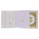 In Primis white and gold blended cotton altar linens with JHS s2