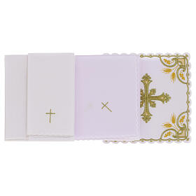 Conjunto de altar cruz bordada trigo In Primis em tecido misto de algodão