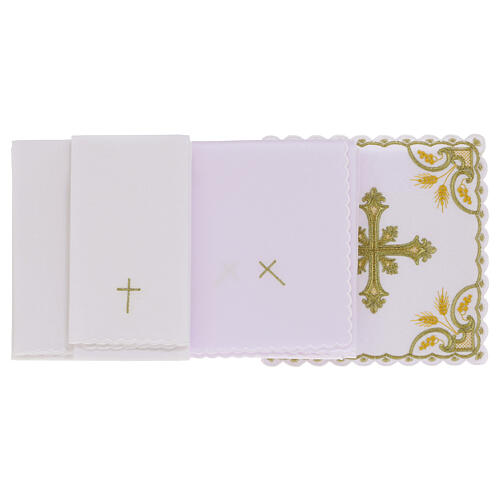 Conjunto de altar cruz bordada trigo In Primis em tecido misto de algodão 2