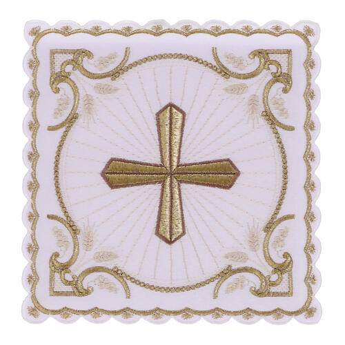 Altar linens set cross embroidered in gold In Primis cotton blend 1