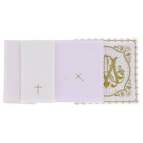 Conjunto de altar mariano misto algodão bordado dourado In Primis