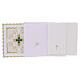 In Primis altar set in blended cotton, embroidered green and gold cross s2