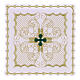 Linge d'autel croix vert or brodée In Primis mélange coton s1