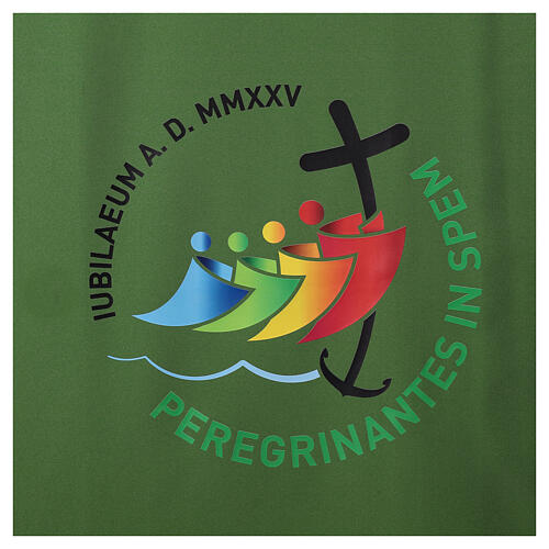 Altarläufer zum Jubiläum 2025, grün, mit gedrucktem offiziellen Logo 2