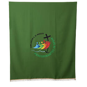 Green antependium with printed official logo of 2025 Jubilee