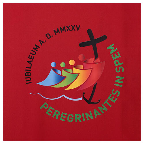 Altarläufer zum Jubiläum 2025, rot, mit gedrucktem offiziellen Logo 2