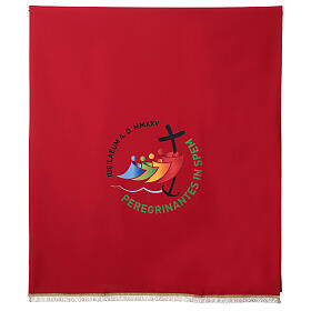 Red antependium with printed official logo of 2025 Jubilee, Multilingual