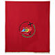 Red antependium with printed official logo of 2025 Jubilee, Multilingual s1