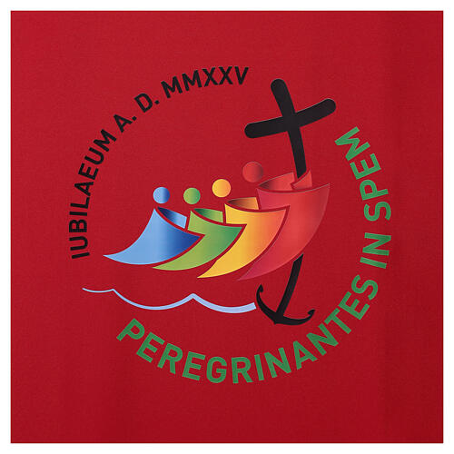 Official Jubilee 2025 logo altar cover, red,Multilingual 3